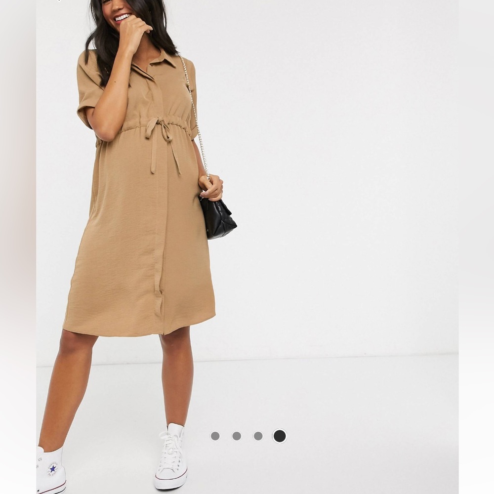 ASOS maternity camel colored shirt dress